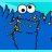 A 4x4 contact sheet of animated frames showing a Cookie Monster character with cookies on its face and repeated "you!!" text in various colors against a black background.