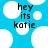 Blue background with white circles and black text reading 'hey its katie' in pixelated font.