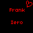 Red pixelated text and a heart symbol on black background, with 'Frank' above 'Iero' in two identical side-by-side arrangements.