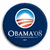 Blue circular icon with 'OBAMAS' text and a central emblem featuring red and white stripes under a blue arc, surrounded by pixelated text fragments.