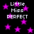 Black background with scattered pink stars and repeated white text reading "Little Miss PERFECT" in pixelated font.