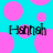 Cyan background with pink circles and two identical pixelated 'Hannah' texts in dark blue-green.