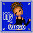 Pixel art buddy icon featuring a stylized female character with brown dreadlocks and blue hair ties against a solid blue background, displayed as two sequential animation frames showing slight pose changes.