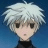 A pixelated anime-style character with white spiky hair and dark eyes on a blue background, next to text reading "Anime IM" and "com" on a black background.