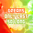 Animated contact sheet of 12 frames showing a pixelated text animation with the phrase 'DREAMS ONLY LAST 50 LONG' in varying states of distortion across red, orange, and green color blocks.
