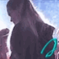 Six show a character with long blonde hair in various poses and lighting conditions, some with visible clothing details