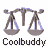 A 4x4 contact sheet of 15 animated frames showing a stylized Libra scale icon with varying balance states and color gradients, each labeled "Coolbuddy" below.