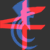 Pixelated abstract composition of intersecting red, blue, and pink shapes on dark background with no discernible text or recognizable subjects.