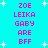 Cyan background with white starbursts; pink pixelated text 'ZOE LEIKA GABY ARE BFF' repeated twice in vertical