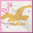 Animated icon with golden bird, pink hearts, and text on white background; subtle motion in heart positions.