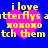 Four identical pixelated icons with blue backgrounds, pink hearts, and yellow text reading 'i love attferAys xoxoxo tch them' arranged in a