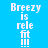 Four identical blue backgrounds with white pixelated text 'Breezy is relet fit!!!' and a horizontal magenta bar shifting position across the text.