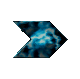 Blue and black arrow-shaped icons with shifting lightning-like patterns