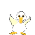 A 3x3 contact sheet of an animated duck icon showing eight sequential frames with varying wing and foot positions against a gray background.