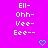 Pixelated text 'Ell- Ohh- Vee- Eee--' repeated in three on a bright pink background with cyan heart symbols below each