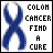A 4x3 contact sheet of animated frames showing a blue awareness ribbon with text "COLON CANCER FIND A CURE" where the word "FIND" alternates between black and red in each frame.
