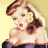 Pixelated vintage-style pinup woman with brown hair and red lips poses against a light background, next to green text reading 'OriginalIcons.com' on dark green.