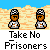 Pixel art animation of a character with a helmet and blue uniform interacting with a prisoner figure, showing violence and flag symbols.