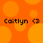 Orange background with overlapping circles and four identical text labels reading "Caitlyn <3" in black pixelated font.