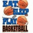 Pixelated graphic with basketballs and text reading "BASKETBALL IS MY LIFE!" in green, blue, white, and brown colors.