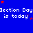 Blue background with repeated white text "Section Day is today" and scattered red and purple stars, partially cropped on the right.