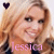 A 50x50 pixel animated contact sheet showing two frames of a Jessica Simpson-themed AIM buddy icon with heart symbols and text variations.