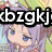 Pixelated anime-style character with purple hair and blue eyes, overlaid by large black-and-white text reading 'dbzgkj' against a blurred background.