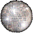 Four circular silver-gray icons with pixelated textures and scattered bright white highlights arranged in a on a light gray background