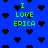 Blue background with scattered black heart shapes and green text reading "I LOVE ERICA" in pixelated font.