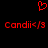Red pixelated heart symbol above two identical red pixelated text strings on black background.