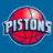 A four-quadrant displays a basketball-themed logo with 'PISTONS' text, red pixelated words on blue backgrounds, and a gray
