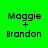 Four identical green backgrounds with black text 'Maggie + Brandon' and pink horizontal bars in different positions across the
