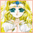 A 48x48 pixel buddy icon featuring a stylized anime character with long yellow hair and blue eyes, paired with text reading "Anime IM" on the right side of a contact sheet layout.