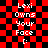 Red and black checkered background with white pixelated text reading "Lexi Owns Your Face :" repeated twice in a pattern