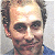 A 50x50 pixel animated contact sheet showing four frames of a celebrity mugshot-style image with green text overlays on a gray background.