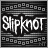 A 5x5 contact sheet of animated frames showing a black-and-white Slipknot logo animation with varying dot patterns around the text.
