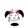 nine distinct cartoon faces with varying expressions, accessories, and features including pigtails, glasses, tears, triangles, and geometric shapes