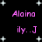Pixelated pink text 'Alaina' and 'ily...J' on black background with white stars, two identical static frames displayed side-by-side.