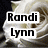 White rose with black text overlays reading 'Randi Lynn', '7194-112907', 'rest in peace', and 'LOVE akron' on a dark background.