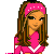 Pixel art cheerleader icon with pink and white outfit, pom-poms, and "Born To Cheer" text on a transparent background.