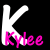 Two stylized K letters with 'Kylee' text below, one white and one pink on black background.