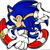 Blue anthropomorphic hedgehog with red shoes and white gloves in mid-run pose, surrounded by motion blur trails.