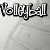 Pixelated text on a light gray background with visible texture; the word "Volleyball" appears in black and white, while "My Sport" and "My Life" appear in blue.
