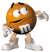 A pixelated orange M&M character with white gloves and boots stands on a white background next to green text reading "Original Icons .com" on a dark green background.