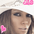 12 identical frames showing a person with brown hair wearing a white cowboy hat, with pink text and heart symbols changing across the