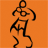 Black stick figure on orange background performs boxing motion with alternating arm swings and leg shifts.