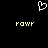 White pixelated heart symbol above two identical yellow text strings on black background.