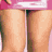 Animated contact sheet showing five frames of a Hilary Duff-themed buddy icon with pink and beige clothing, long blonde hair, and visible legs in various poses.