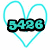 Four heart-shaped icons with cyan outlines, each containing distinct text: '5426' in teal and black, 'rules' in white and black, 'ALL' in red and light blue.