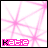 Pixelated pink starburst pattern with 'Katie' text at bottom, showing subtle animation changes across frames.